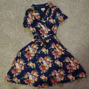 Lindy bop blue floral dress